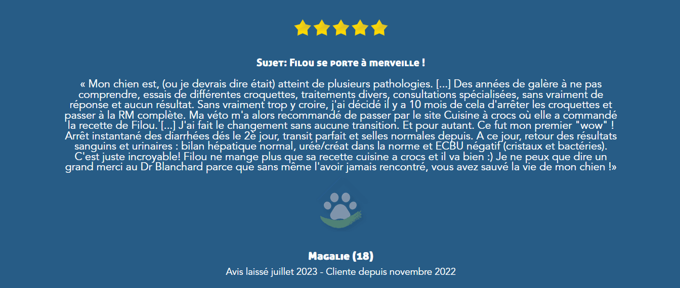 Avis de Magalie sur les recettes sur mesure Cuisine-a-crocs